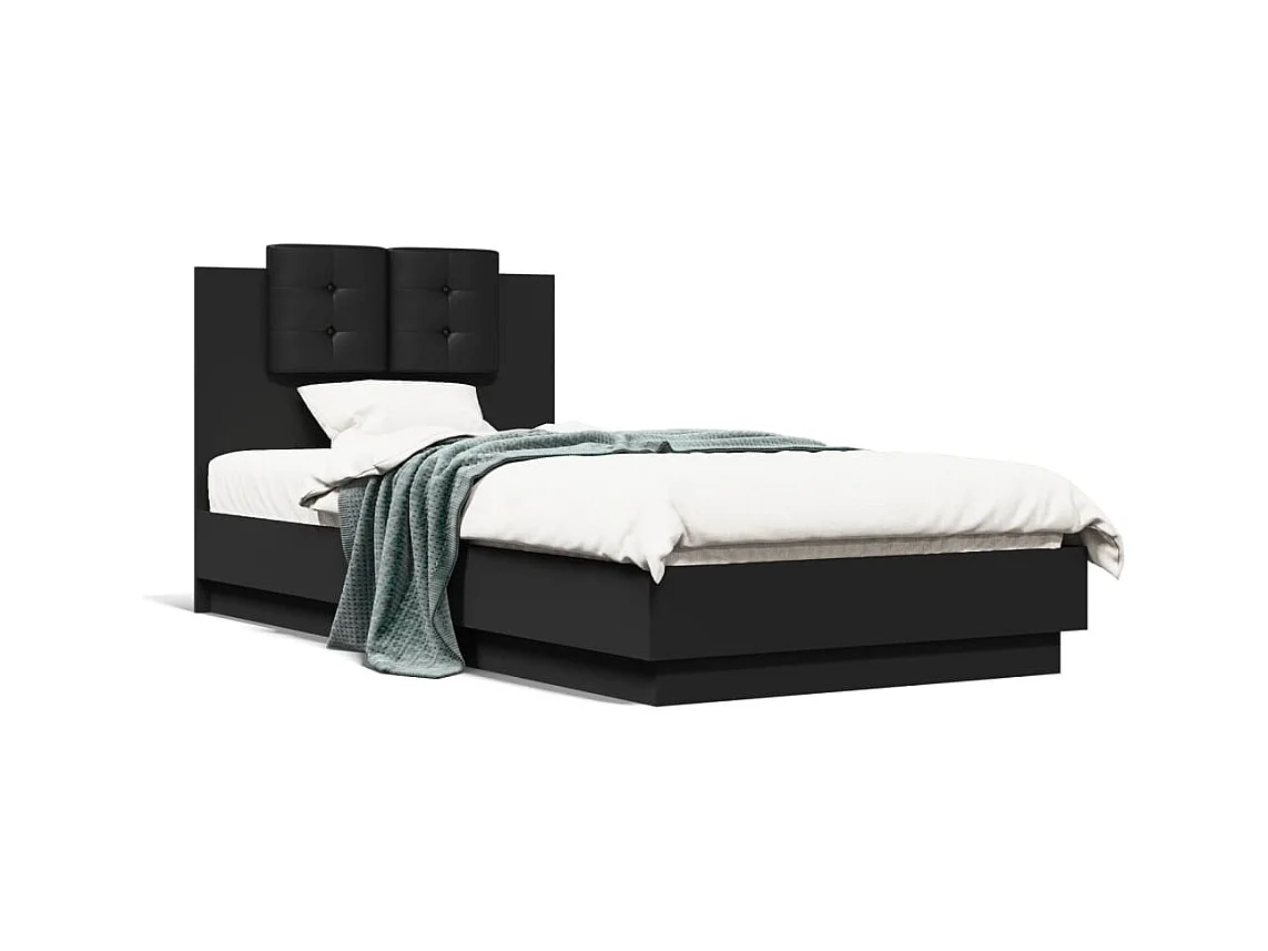 Lit simple | Lit adulte, enfant | Cadre de lit noir 90x190 cm