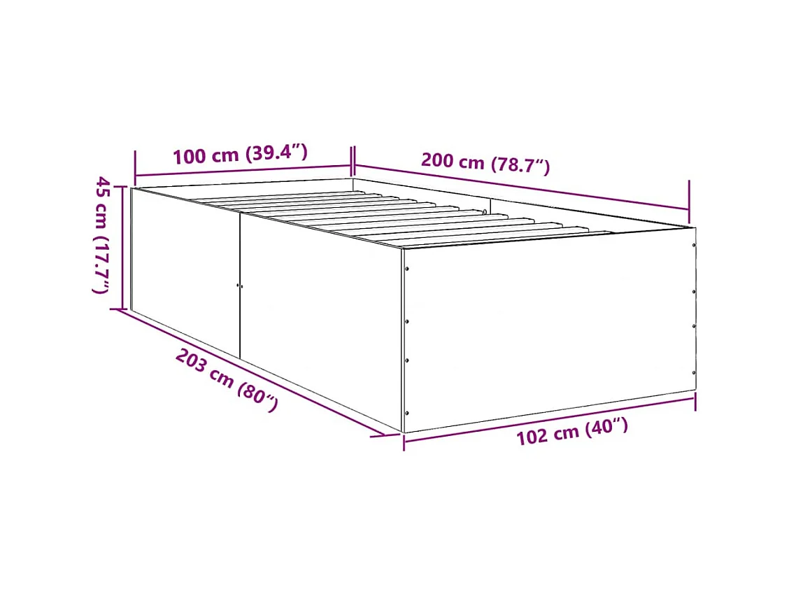Lit simple | Lit adulte, enfant | Cadre de lit chêne marron 100x200 cm
