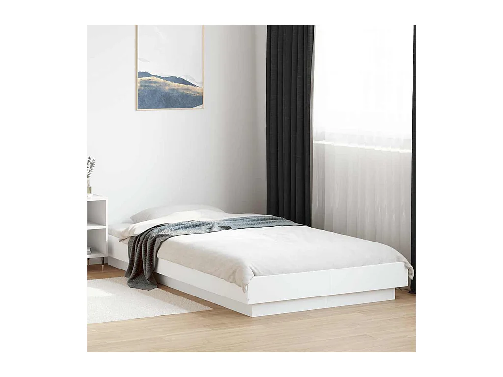 Lit simple | Lit adulte, enfant | Cadre de lit blanc 100x200 cm