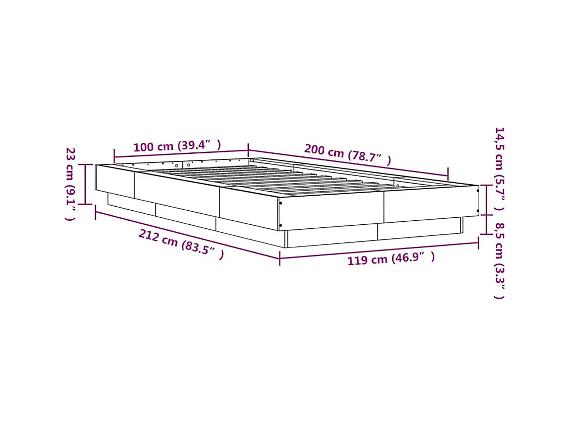 Lit simple | Lit adulte, enfant | Cadre de lit blanc 100x200 cm