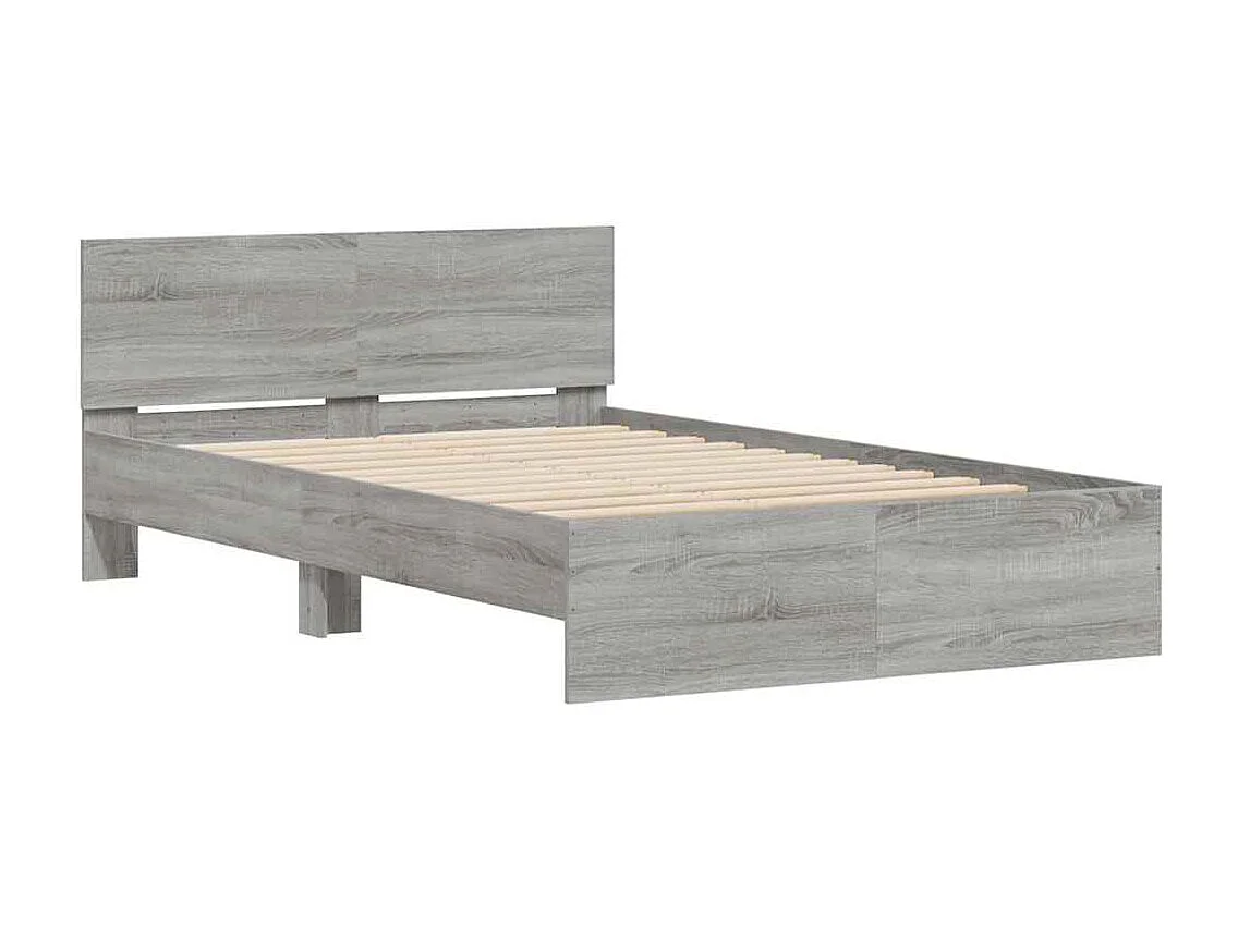 Lit simple | Lit adulte, enfant | Cadre de lit avec tête de lit et LED sonoma gris 120x190 cm