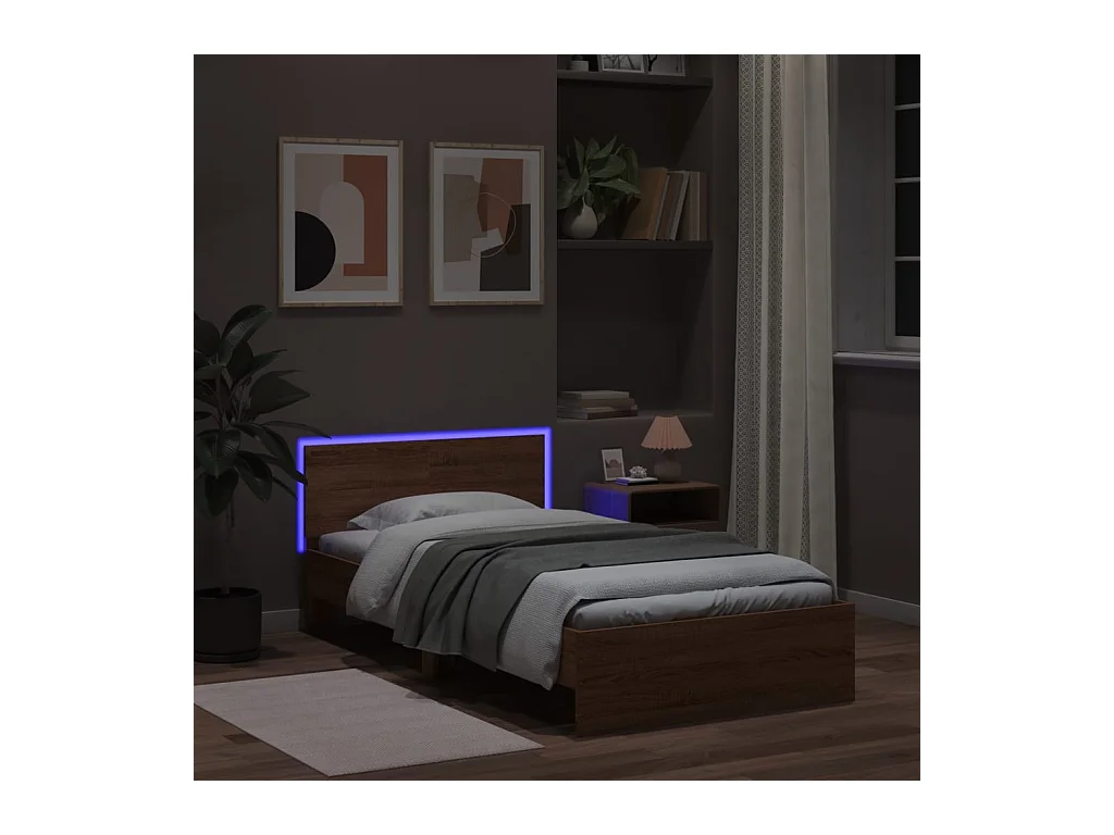 Lit simple | Lit adulte, enfant | Cadre de lit avec lumières LED 100x200 cm