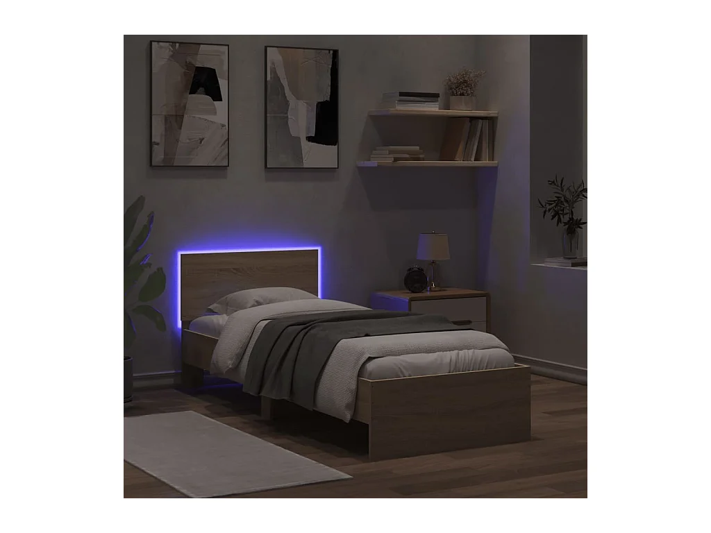 Lit simple | Lit adulte, enfant | Cadre de lit avec lumières LED 90x200 cm