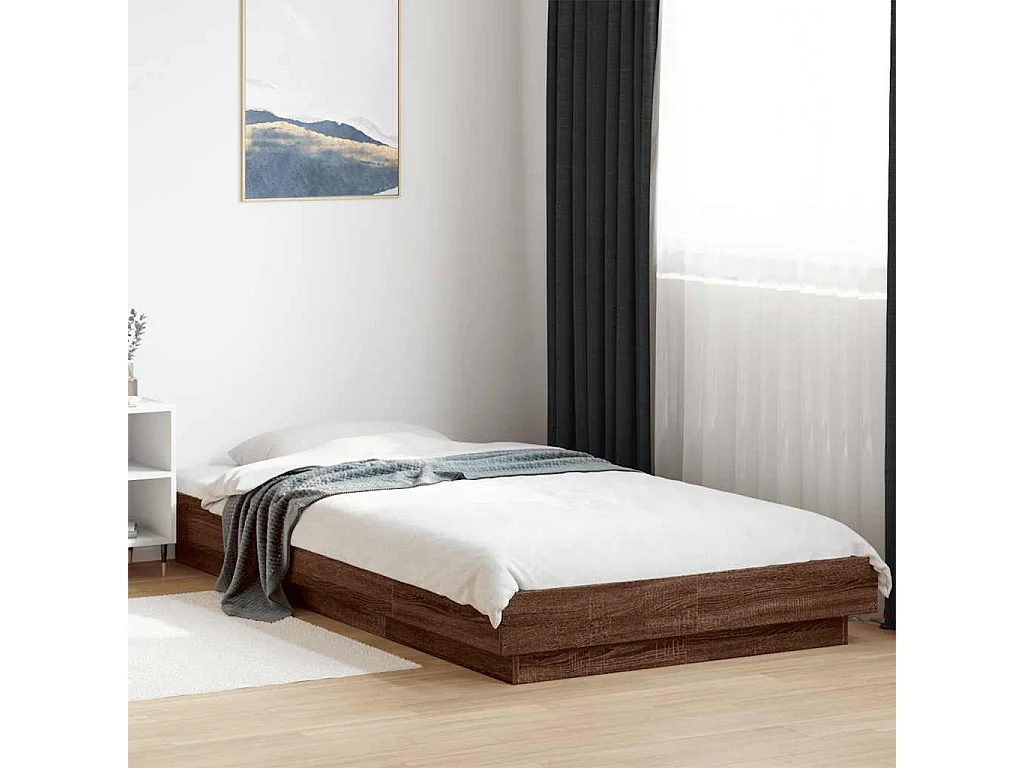 Lit simple | Lit adulte, enfant | Cadre de lit chêne marron 100x200 cm