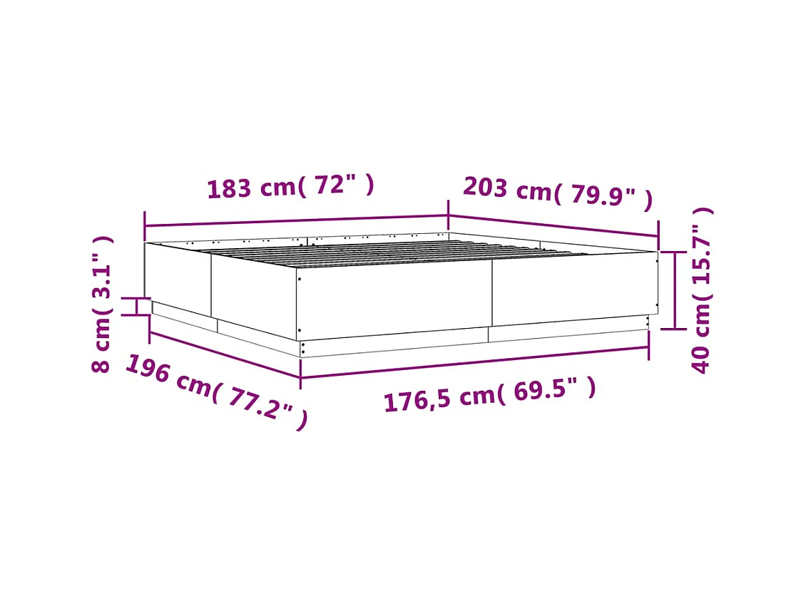 Lit double | Lit adulte | Cadre de lit blanc 180x200 cm