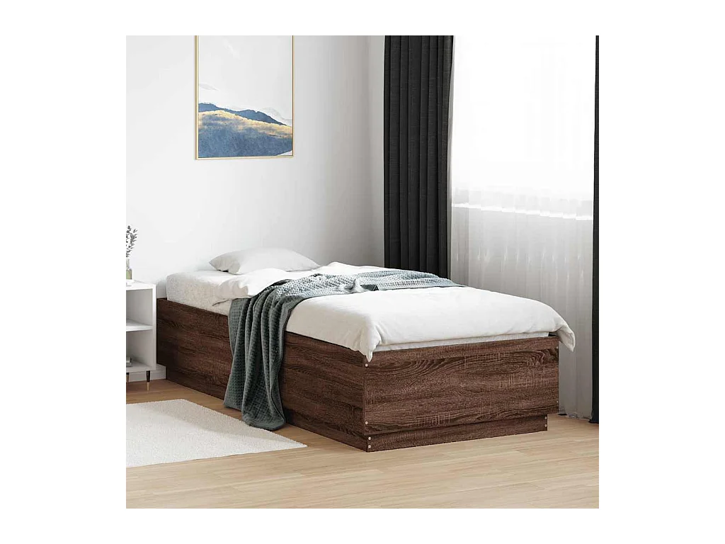Lit simple | Lit adulte, enfant | Cadre de lit chêne marron 100x200 cm