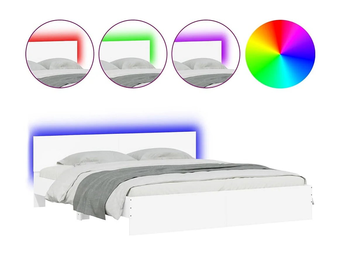 Lit double | Lit adulte | Cadre de lit avec LED blanc 200x200 cm