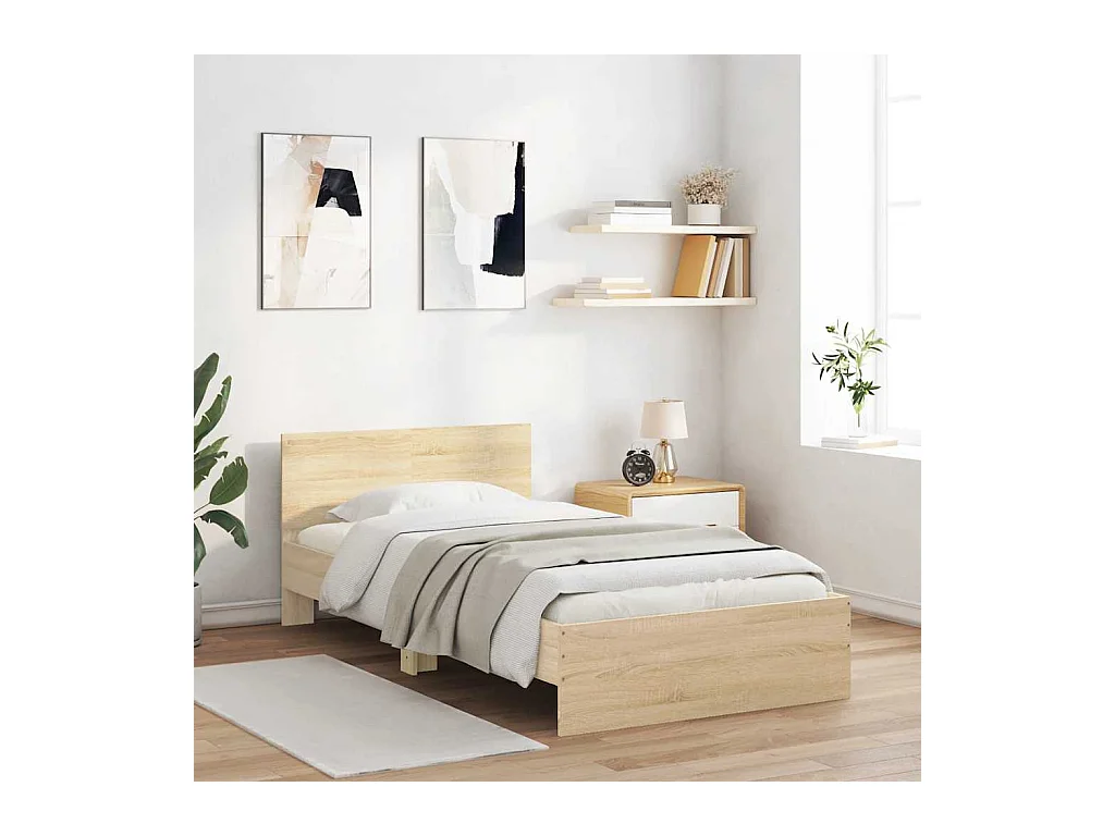 Lit simple | Lit adulte, enfant | Cadre de lit avec tête de lit 100x200 cm