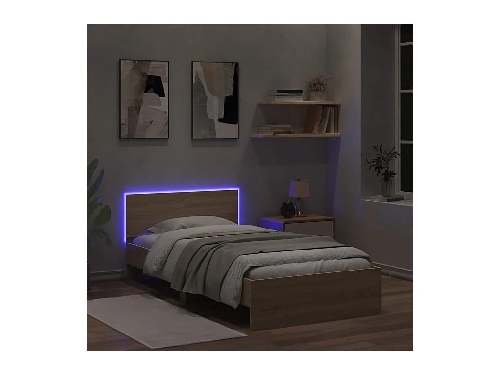 Lit simple | Lit adulte, enfant | Cadre de lit avec lumières LED 100x200 cm