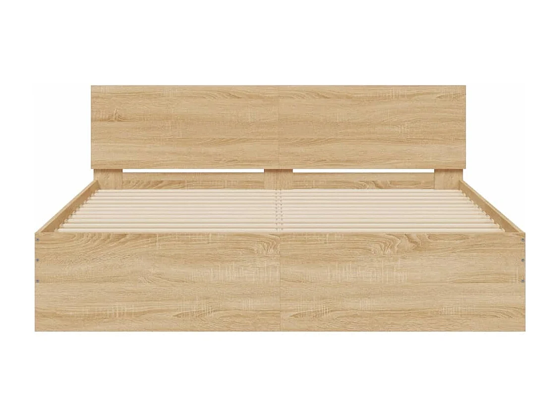 Lit double | Lit adulte | Cadre de lit avec LED chêne sonoma 160x200 cm