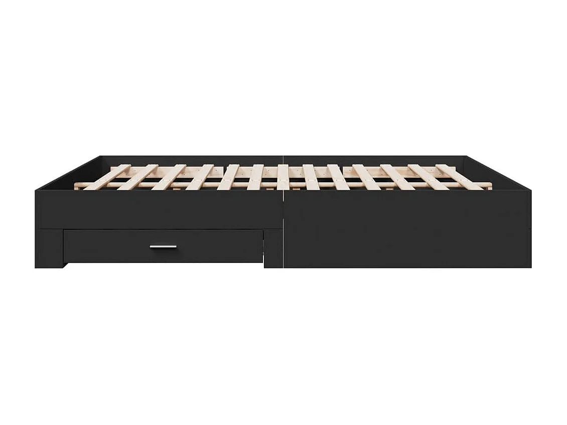 Lit double | Lit adulte | Cadre de lit avec tiroirs noir 180x200 cm