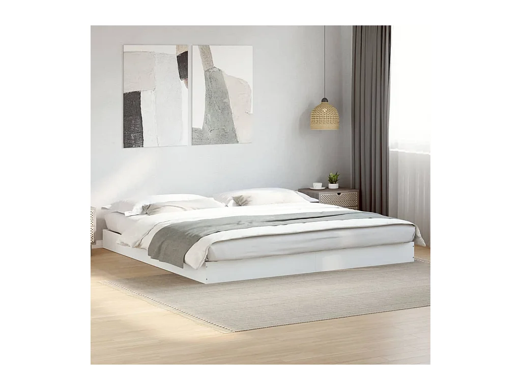 Lit double | Lit adulte | Cadre de lit blanc 180x200 cm bois d'ingénierie