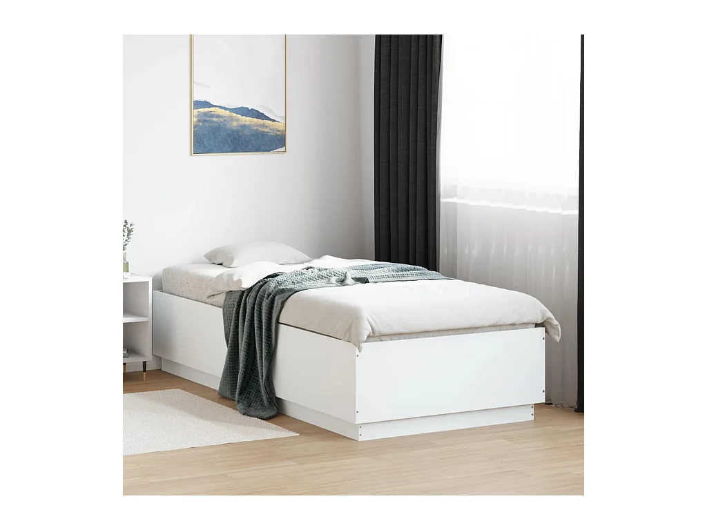 Lit simple | Lit adulte, enfant | Cadre de lit blanc 90x200 cm