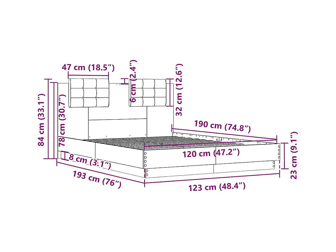 Lit simple | Lit adulte, enfant | Cadre de lit chêne marron 120x190 cm