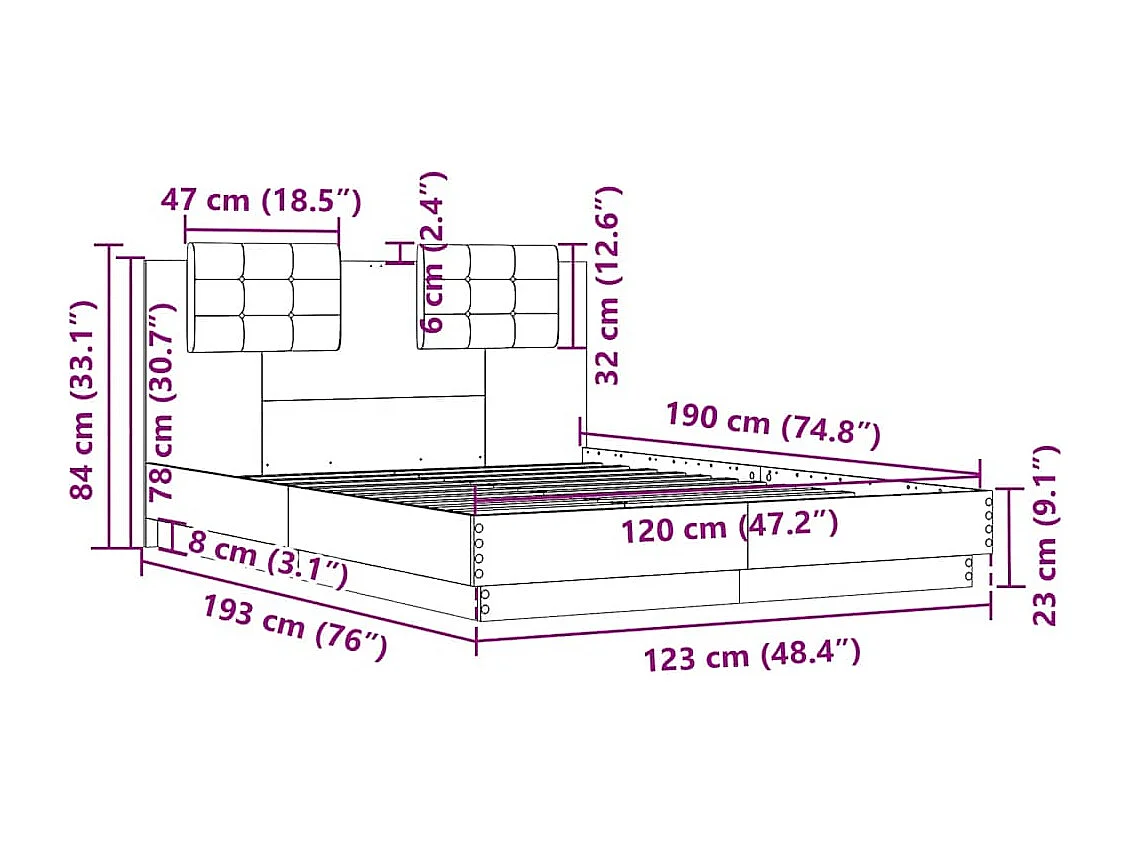 Lit simple | Lit adulte, enfant | Cadre de lit chêne marron 120x190 cm