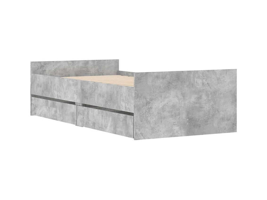 Lit simple | Lit adulte, enfant | Cadre de lit gris béton 75x190 cm