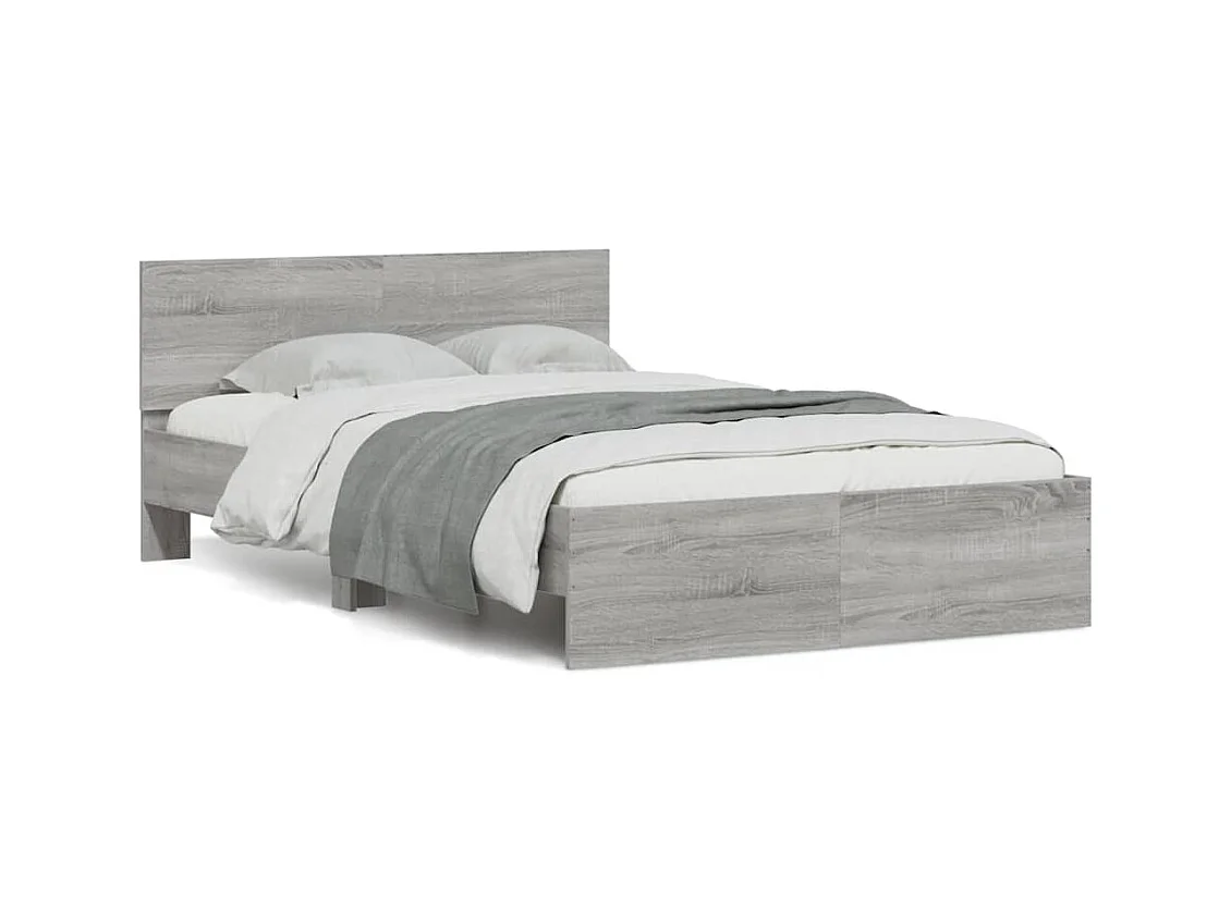 Lit double | Lit adulte | Cadre de lit avec tête de lit et LED sonoma gris 140x190 cm