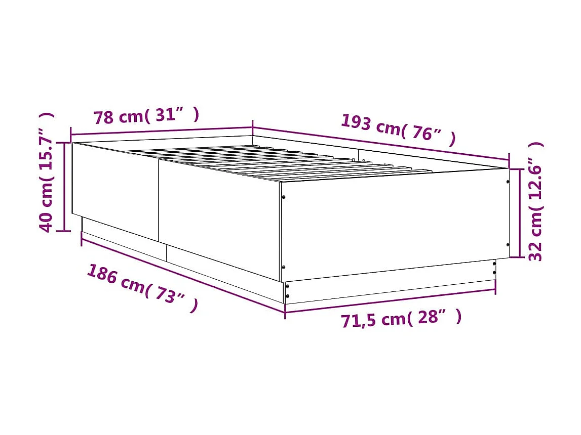Lit simple | Lit adulte, enfant | Cadre de lit blanc 75x190 cm
