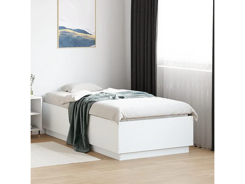 Lit simple | Lit adulte, enfant | Cadre de lit blanc 75x190 cm
