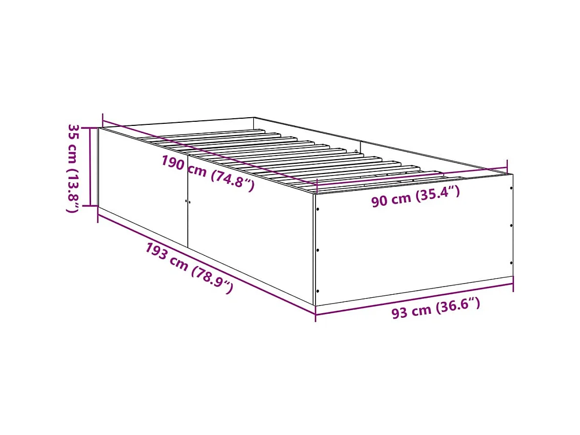 Lit simple | Lit adulte, enfant | Cadre de lit chêne sonoma 90x190 cm