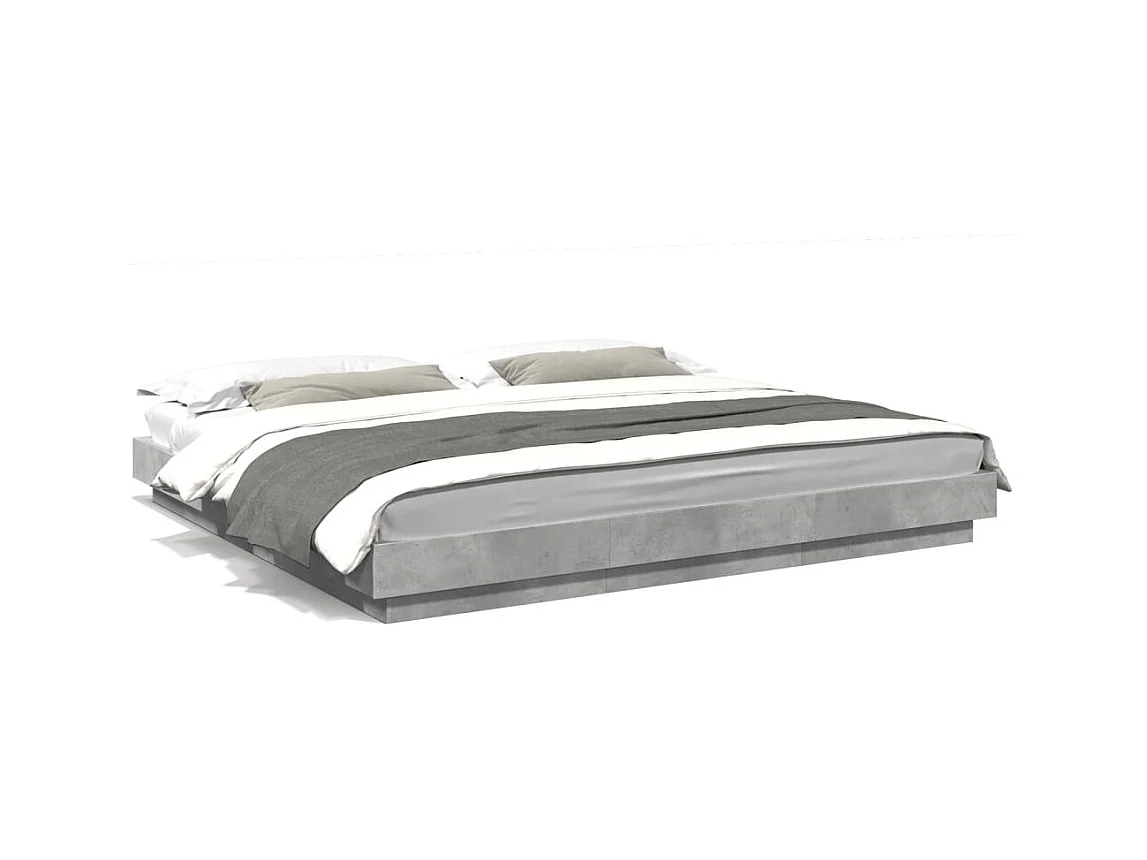 Lit double | Lit adulte | Cadre de lit gris béton 200x200 cm