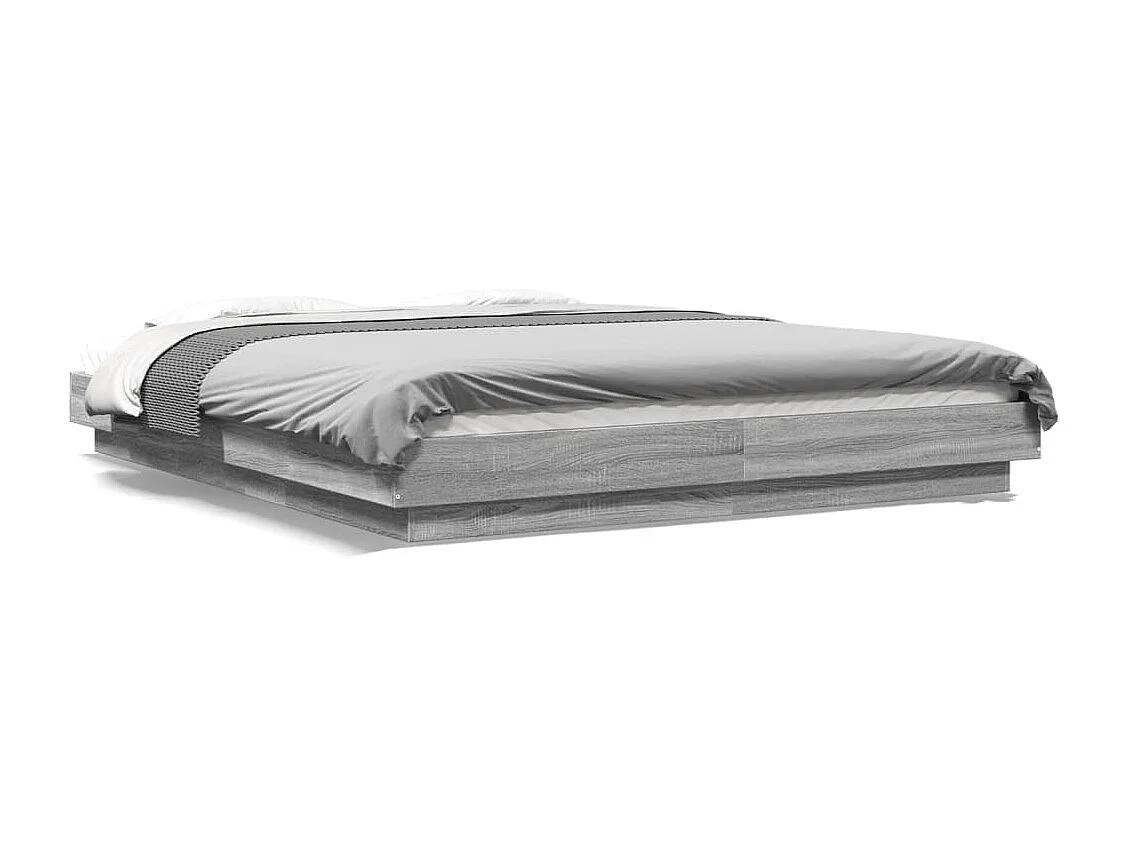Lit double | Lit adulte | Cadre de lit sonoma gris 160x200 cm