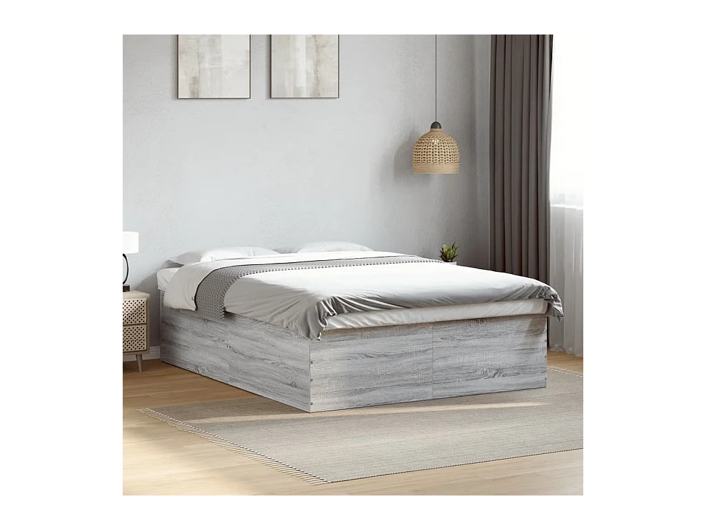 Lit double | Lit adulte | Cadre de lit sonoma gris 150x200 cm