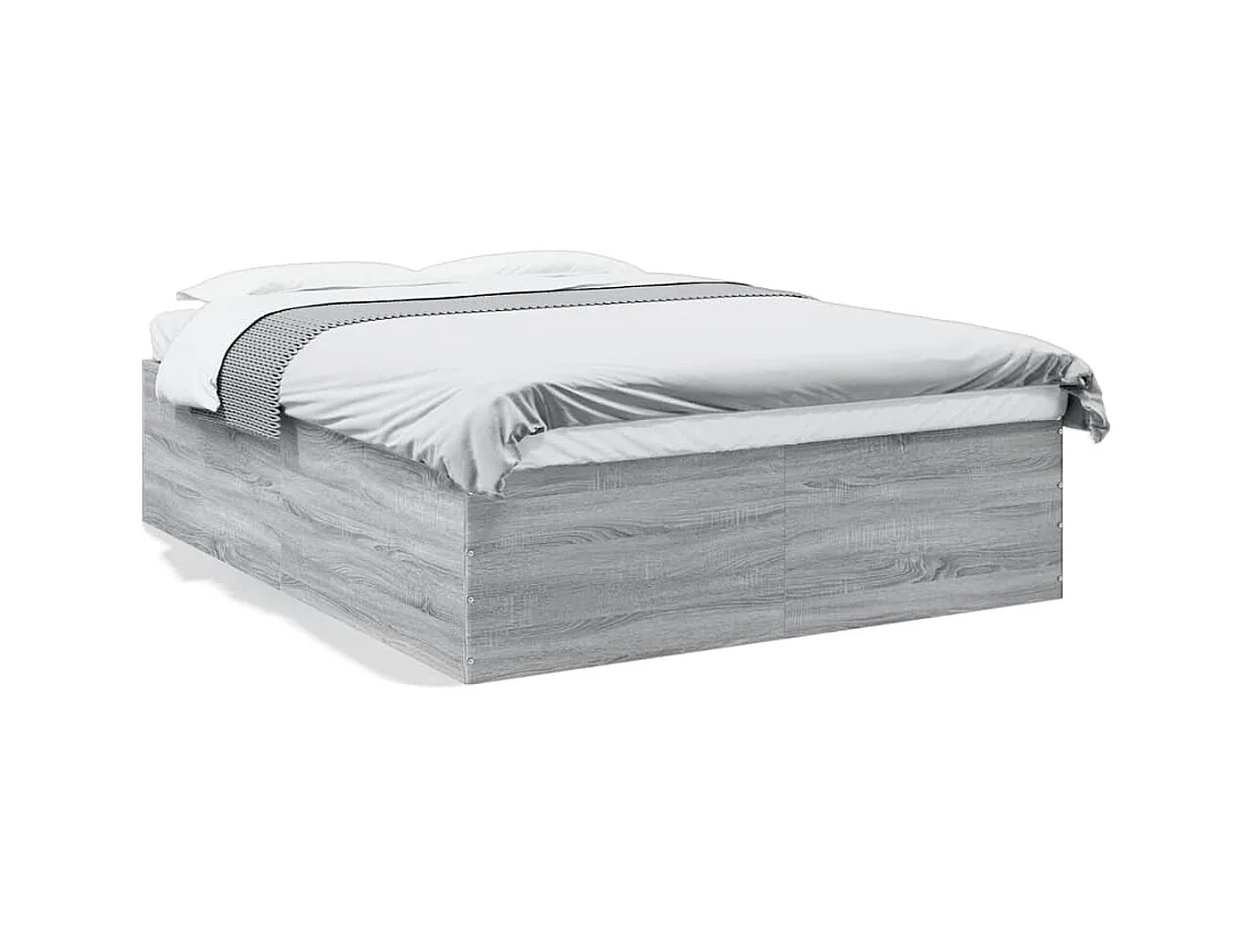 Lit double | Lit adulte | Cadre de lit sonoma gris 150x200 cm
