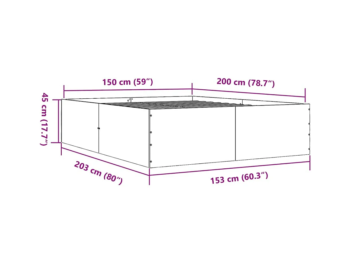 Lit double | Lit adulte | Cadre de lit sonoma gris 150x200 cm