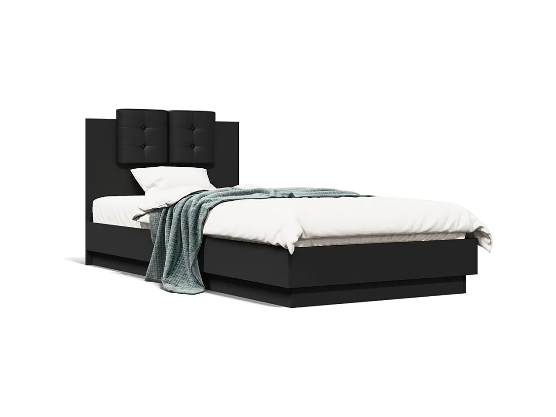 Lit simple | Lit adulte, enfant | Cadre de lit noir 100x200 cm