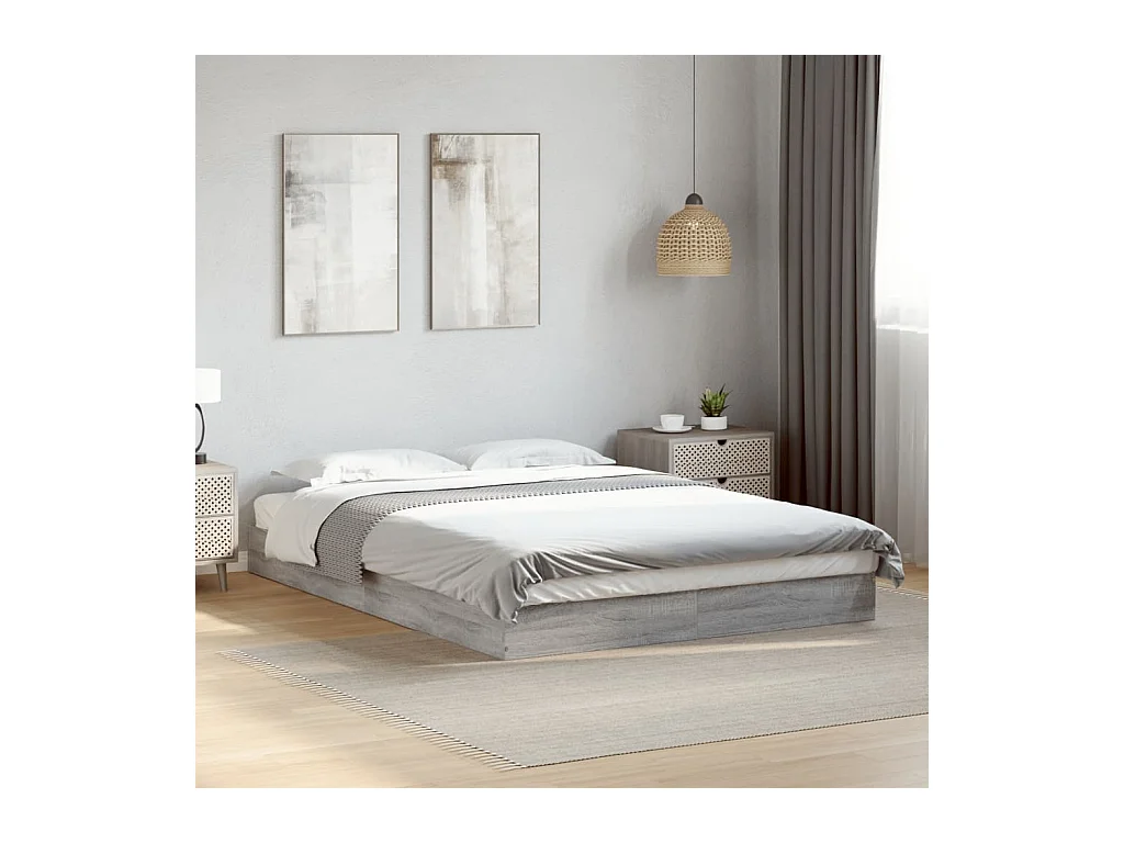Lit double | Lit adulte | Cadre de lit sonoma gris 140x200 cm