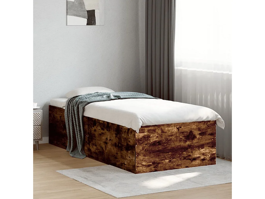 Lit simple | Lit adulte, enfant | Cadre de lit chêne fumé 90x200 cm