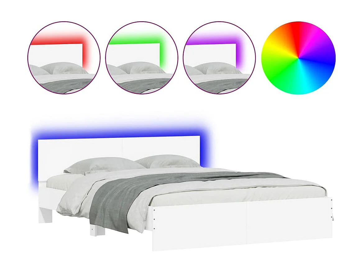 Lit double | Lit adulte | Cadre de lit avec LED blanc 150x200 cm