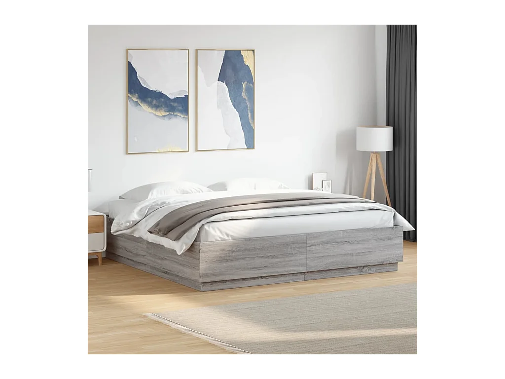 Lit double | Lit adulte | Cadre de lit sonoma gris 180x200 cm