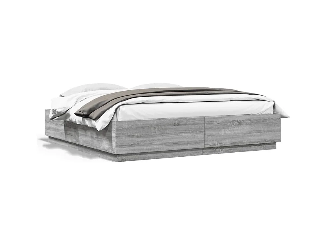 Lit double | Lit adulte | Cadre de lit sonoma gris 180x200 cm