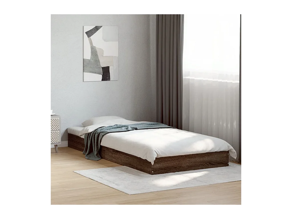 Lit simple | Lit adulte, enfant | Cadre de lit chêne marron 75x190cm bois ingénierie
