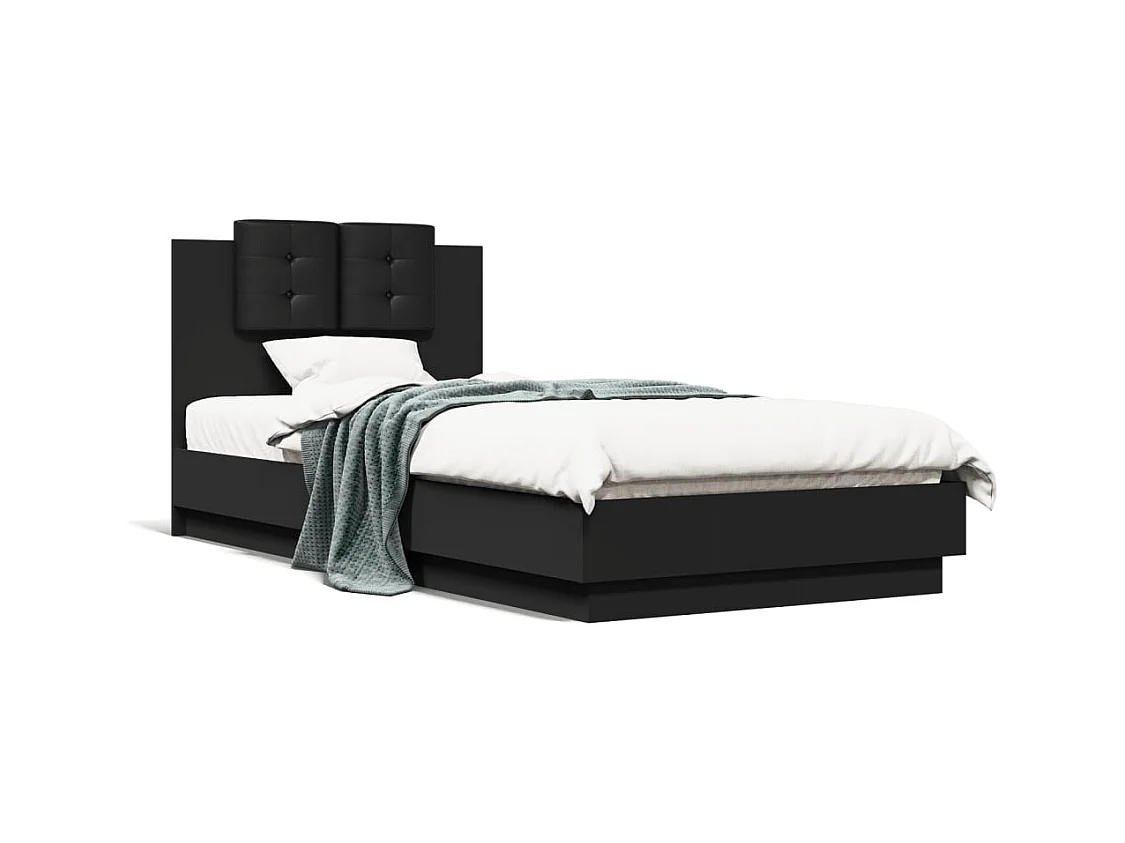 Lit simple | Lit adulte, enfant | Cadre de lit noir 90x200 cm