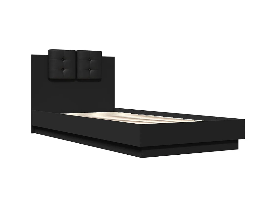 Lit simple | Lit adulte, enfant | Cadre de lit noir 90x200 cm