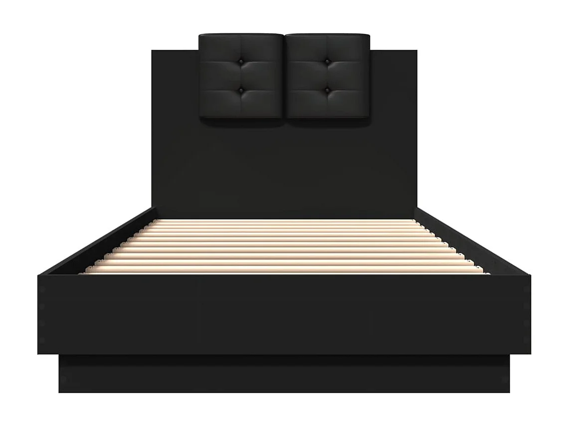 Lit simple | Lit adulte, enfant | Cadre de lit noir 90x200 cm