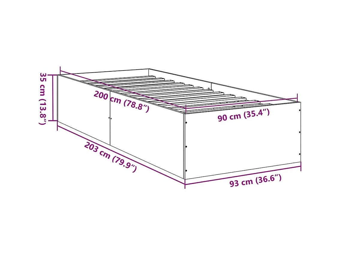 Lit simple | Lit adulte, enfant | Cadre de lit chêne sonoma 90x200 cm