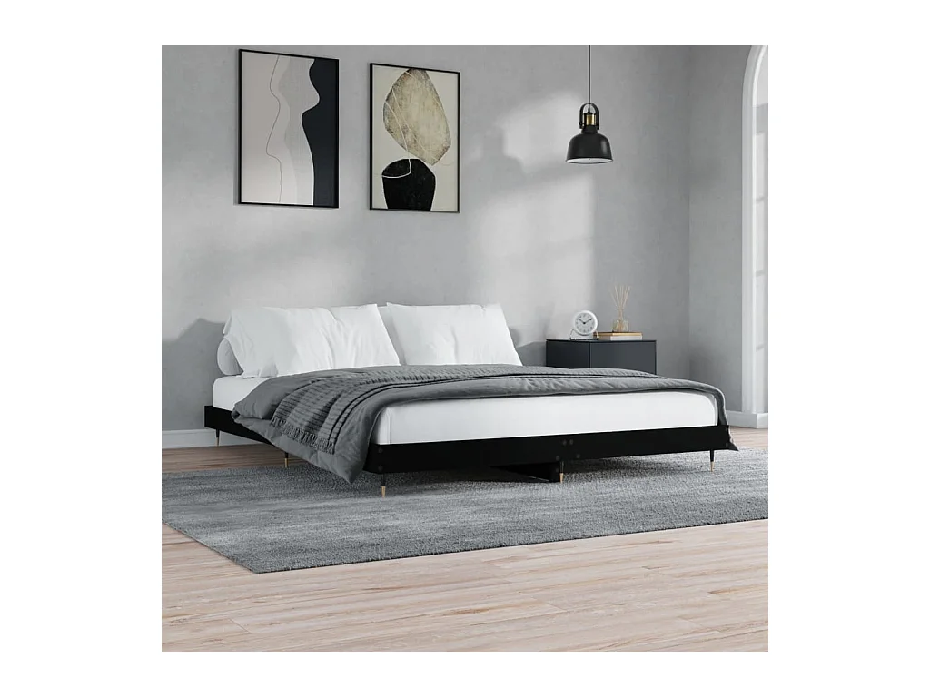 Lit simple | Lit adulte, enfant | Cadre de lit noir 120x200 cm