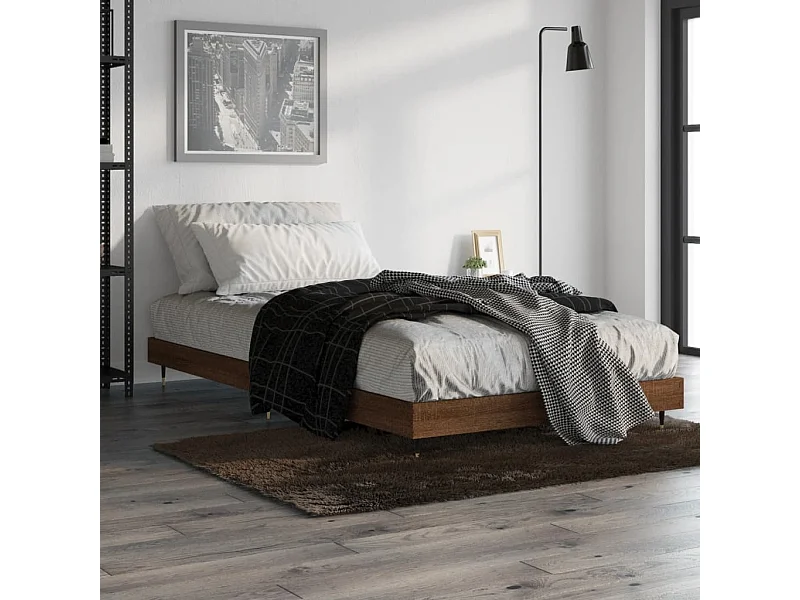 Lit simple | Lit adulte, enfant | Cadre de lit chêne marron 90x200cm bois ingénierie