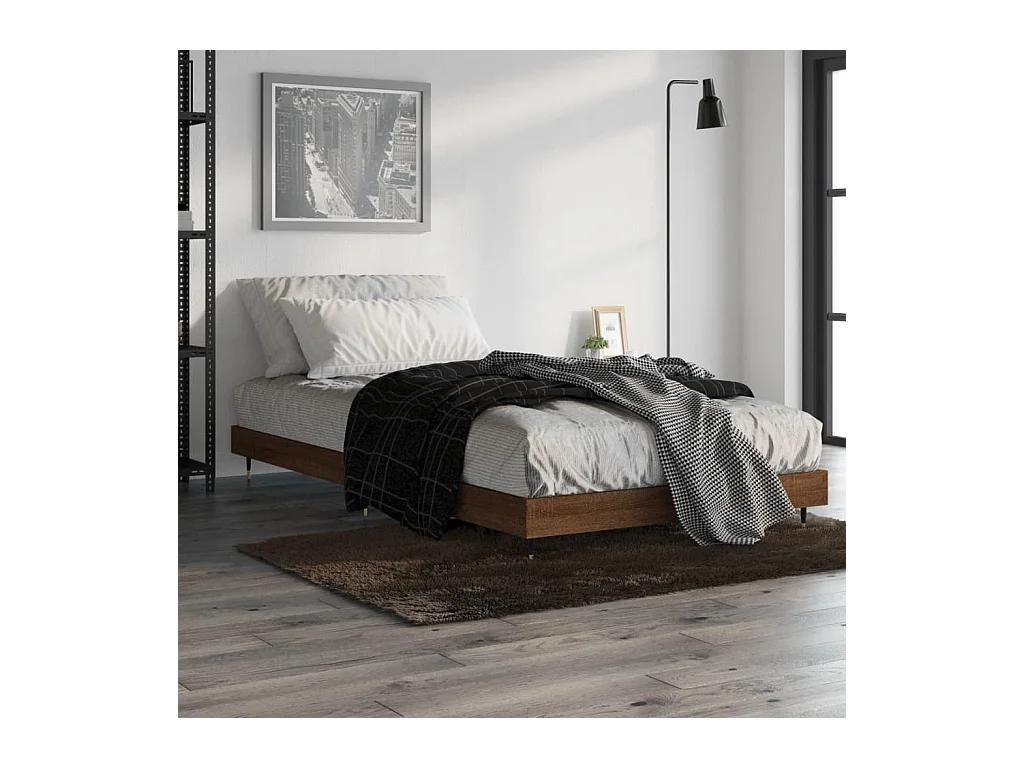 Lit simple | Lit adulte, enfant | Cadre de lit chêne marron 90x200cm bois ingénierie