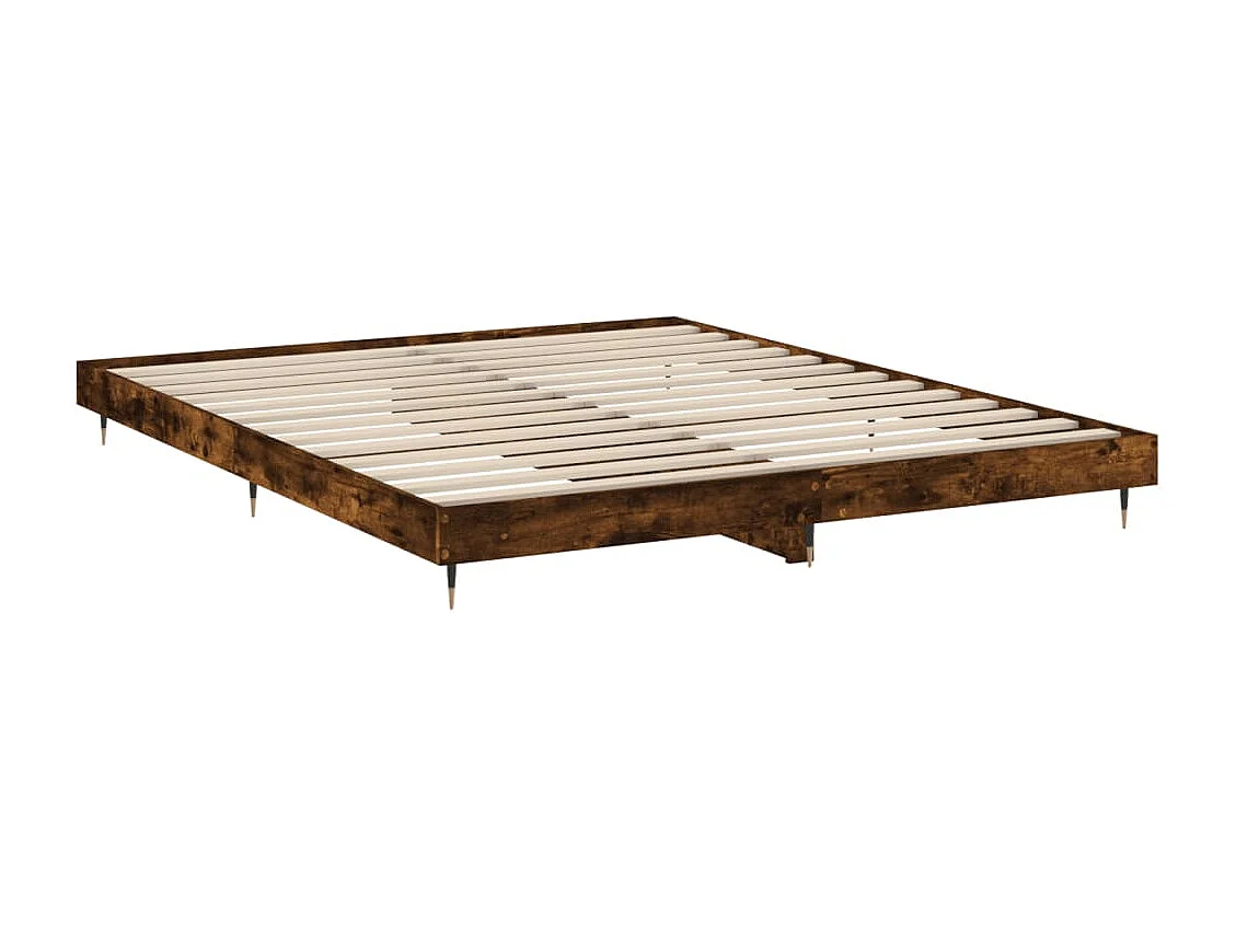 Lit double | Lit adulte | Cadre de lit chêne fumé 200x200 cm bois ingénierie