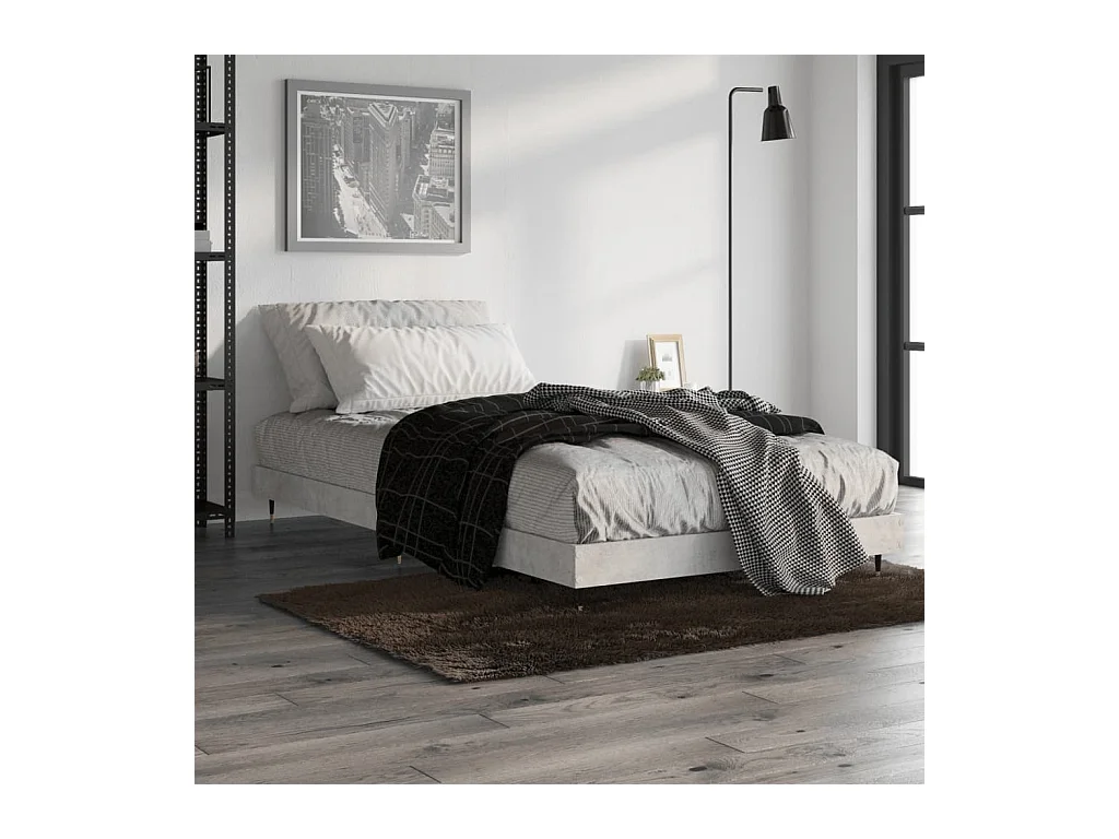 Lit simple | Lit adulte, enfant | Cadre de lit gris béton 100x200 cm