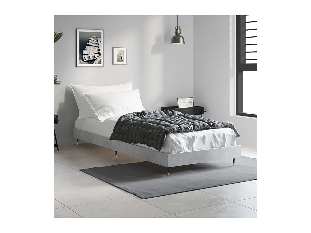 Lit simple | Lit adulte, enfant | Cadre de lit gris béton 75x190 cm