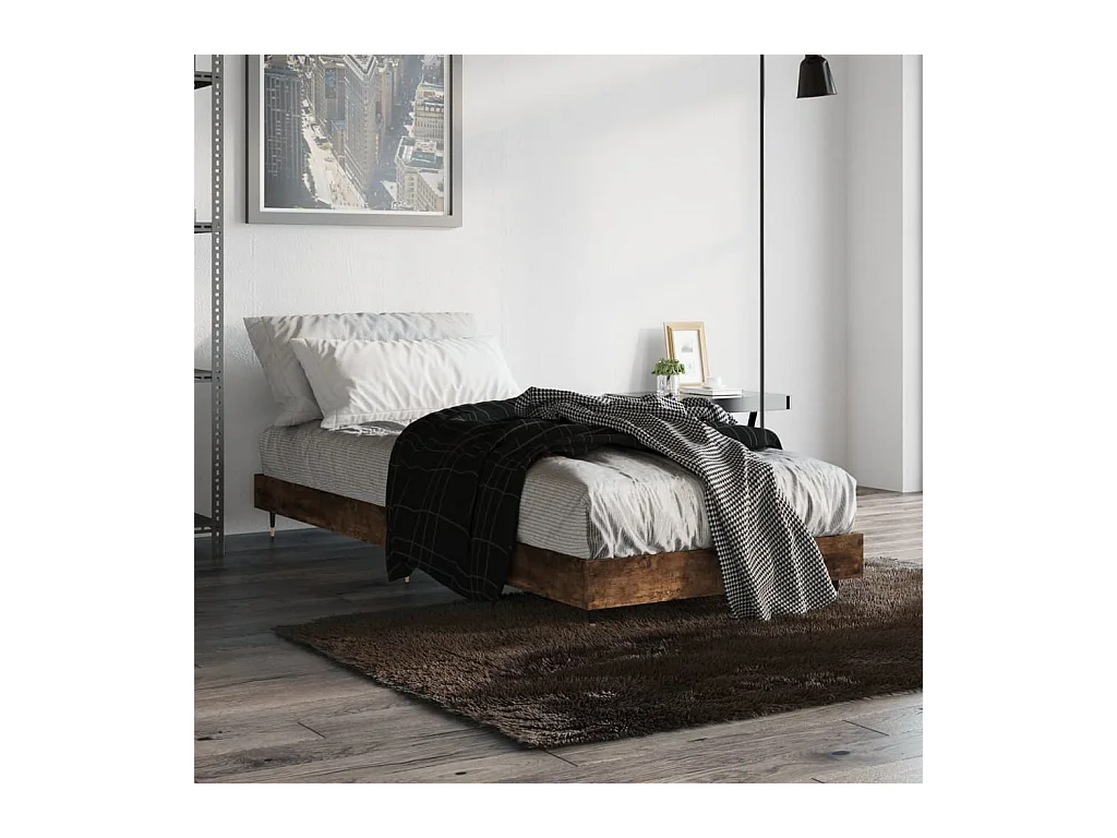 Lit simple | Lit adulte, enfant | Cadre de lit chêne fumé 75x190cm bois d'ingénierie