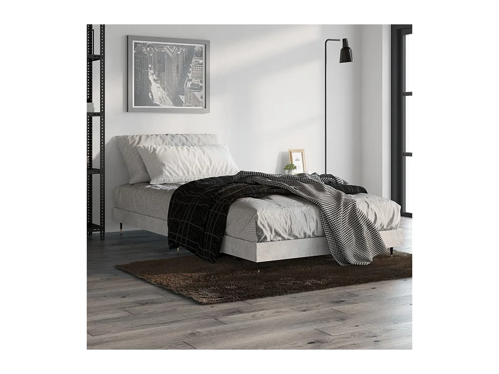 Lit simple | Lit adulte, enfant | Cadre de lit gris béton 90x200 cm