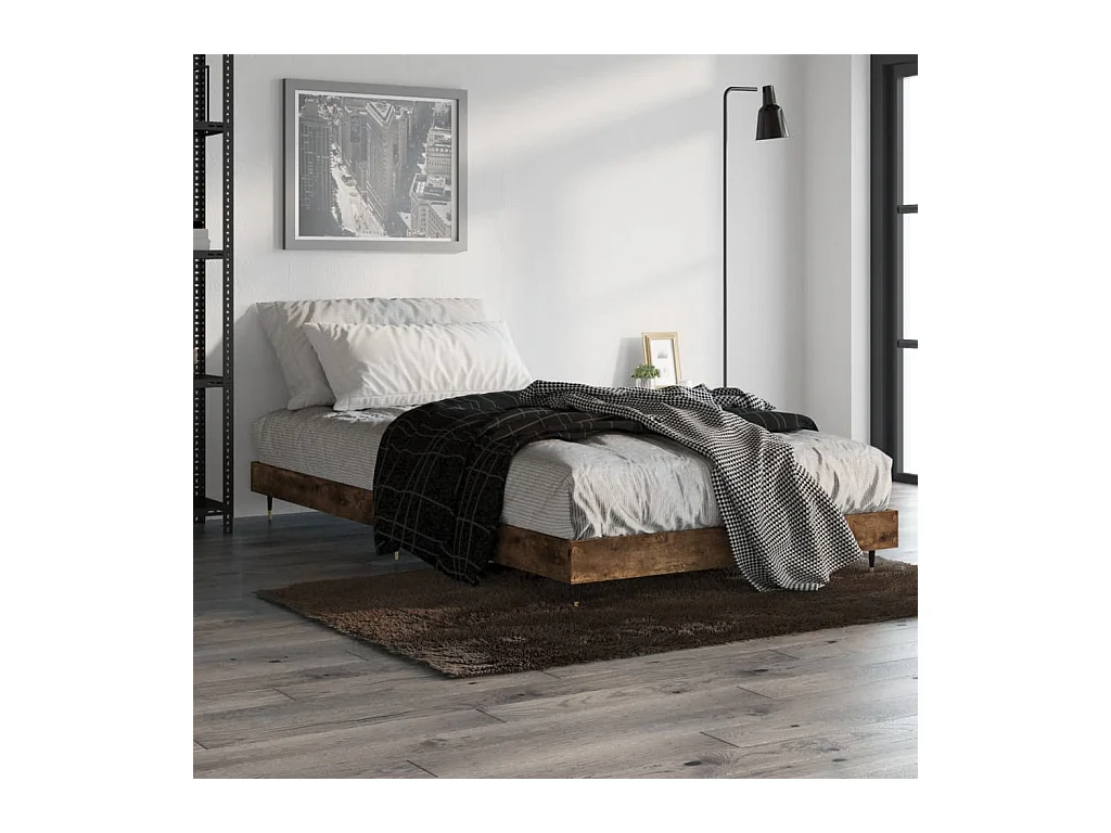 Lit simple | Lit adulte, enfant | Cadre de lit chêne fumé 100x200 cm bois ingénierie