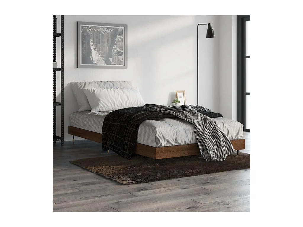 Lit simple | Lit adulte, enfant | Cadre de lit chêne marron 90x190cm bois ingénierie